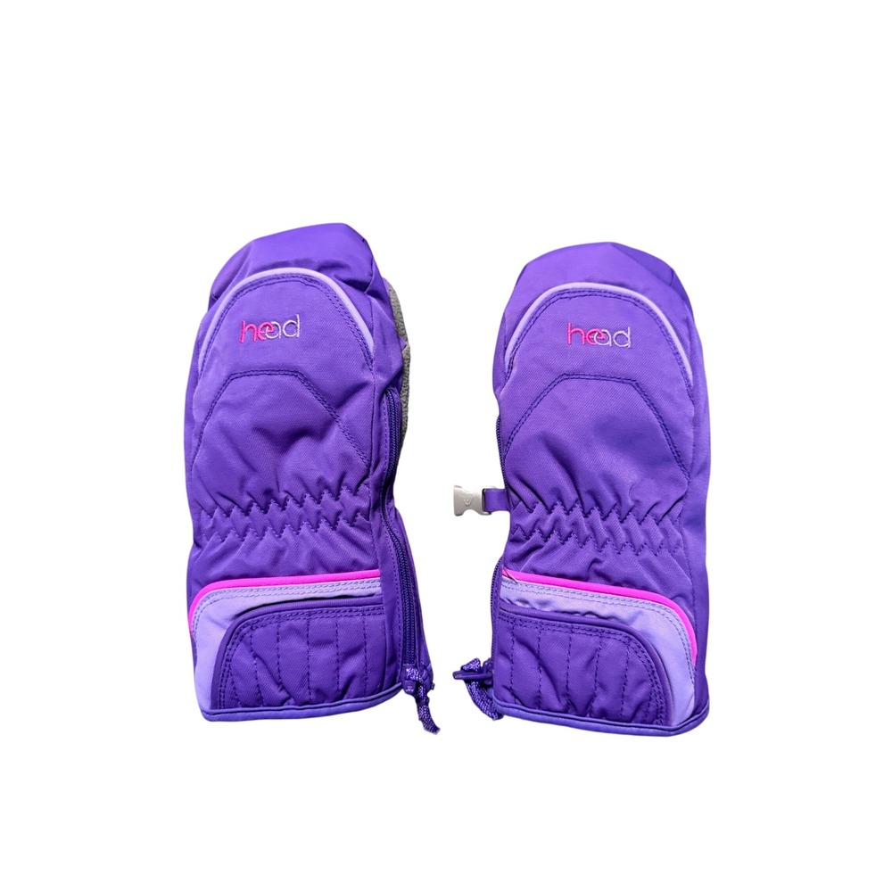 HEAD Junior Ski Mittens Small Purple Winter Snow Gloves Warm‎ & Waterproof Zip